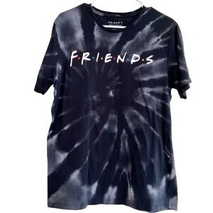 Friends TV Show Graphic Tie Dye T-Shirt Black White Logo Mens L Unisex Hippie
